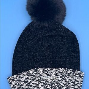 Stylish Black and White Kids Pom-Pom Beanie
